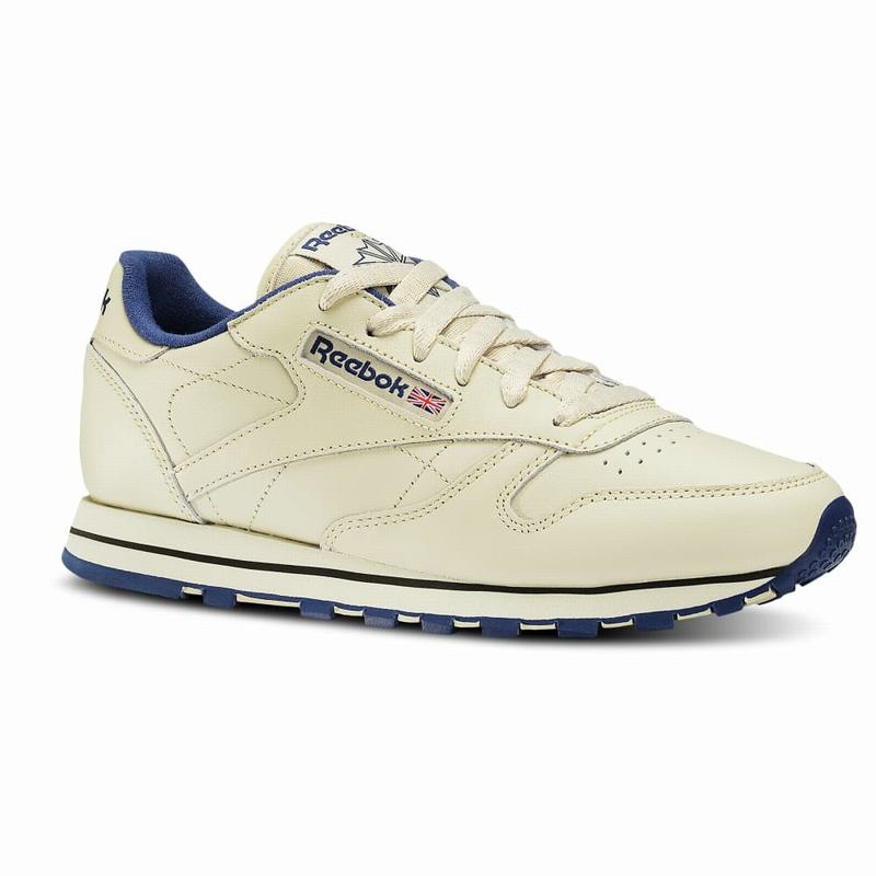 Reebok Classic Leather Shoes Womens Beige/Navy India ME3248DL